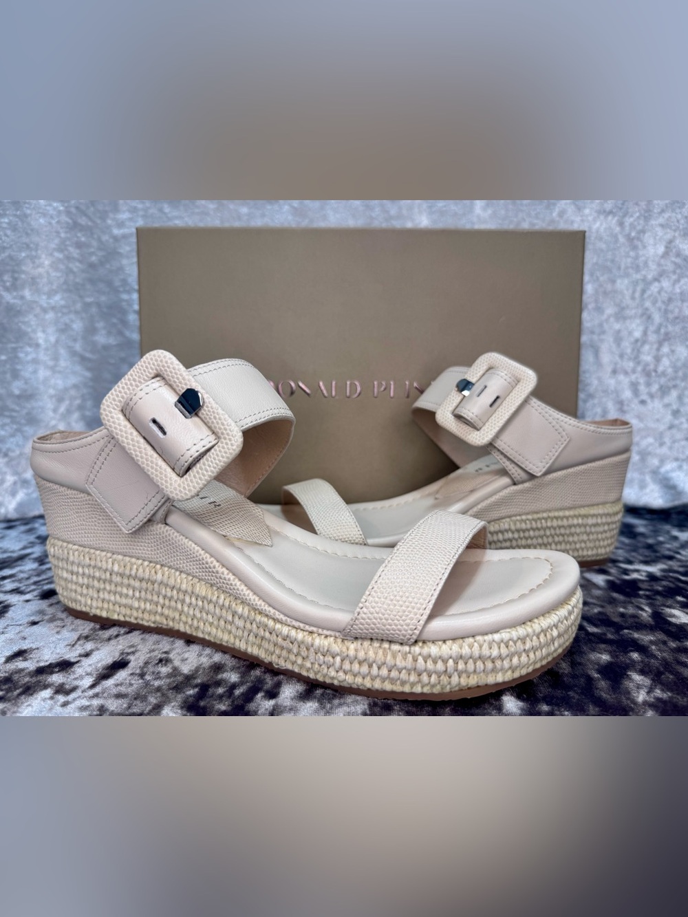 Donald J. Pliner Beige Gizelle Wedge Sandals